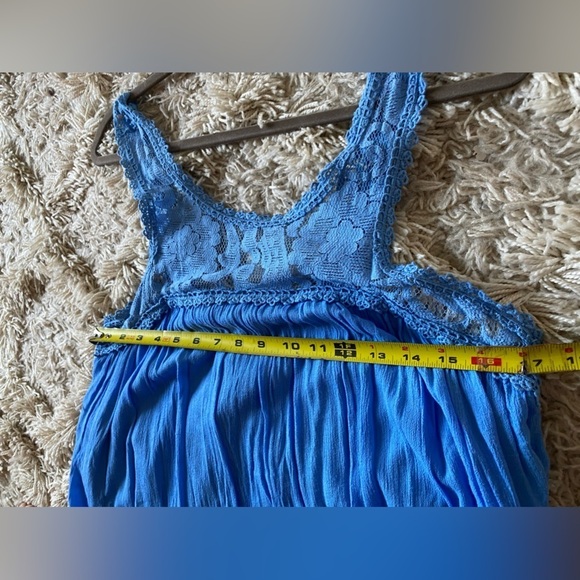 Flying Tomato Blue Sleeveless Floral Eyelet Scoop Neck Maxi Dress Size L - Picture 10 of 10